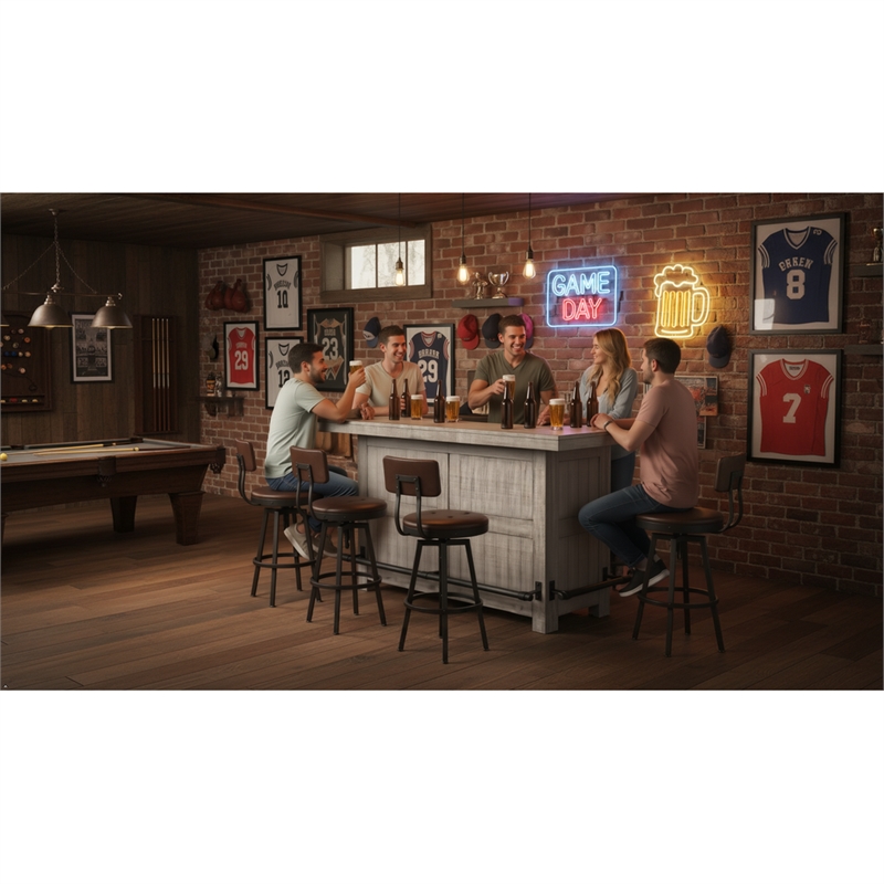 Pemberley Row Mahogany Gray Home Bar Rectangular 42