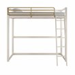 Pemberly Row Contemporary Twin Solid Metal Loft Bed in White