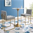 Pemberly Row Upholstered Counter Stool in Gold and Light Gray (Set of 2)