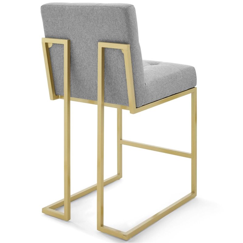Pemberly Row Upholstered Counter Stool in Gold and Light Gray (Set of 2)