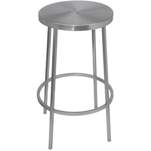 Pemberly Row 26&quot Contemporary Metal Counter Stool in Brushed Silver