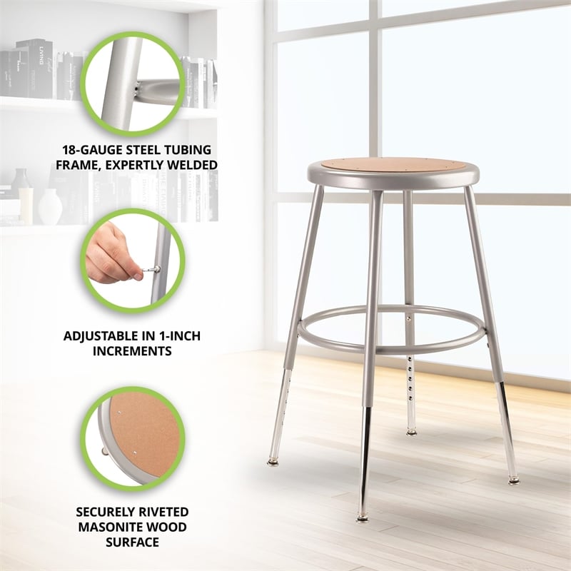 Pemberley Row Masonite Gray Stool Round Heavy Duty 24