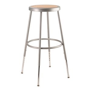 Pemberly Row 25-33&quot Height Adjustable Modern Metal Heavy Duty Stool in Gray