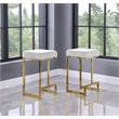 Pemberly Row Velvet Backless Counter Height Stool in White/Gold (Set of 2)