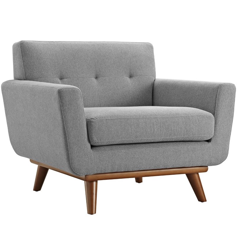 Pemberly Row Modern Accent Chair with Ottoman in Expectation Gray