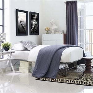 Pemberly Row Modern Stainless Steel Twin Metal Bed Frame in Silver