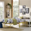 Pemberly Row Modern Stainless Steel Twin Metal Bed Frame in Yellow