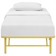 Pemberly Row Modern Stainless Steel Twin Metal Bed Frame in Yellow