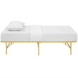 Pemberly Row Modern Stainless Steel Twin Metal Bed Frame in Yellow