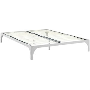 Pemberly Row Modern / Contemporary King Platform Bed in Silver