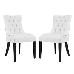 Pemberly Row 20.5&quot Vinyl Dining Side Chair in Black/White (Set of 2)