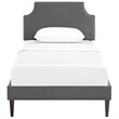 Pemberly Row Modern Upholstered Twin Platform Panel Bed in Gray