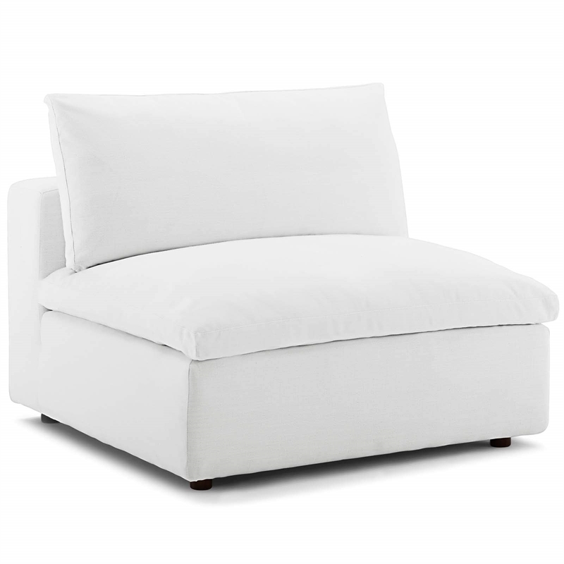 Pemberly Row Modern Down Filled Overstuffed Armless Chair in White
