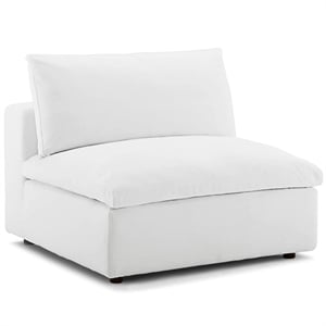 Pemberly Row Modern Down Filled Overstuffed Armless Chair in White