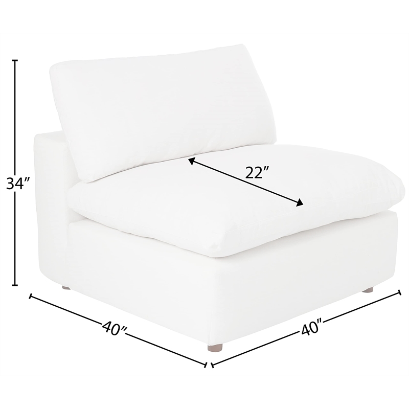 Pemberly Row Modern Down Filled Overstuffed Armless Chair in White