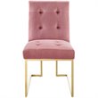 Pemberley Row Velvet Dusty Rose Pink Dining Chair Rectangular Biscuit-Tufted 35.5