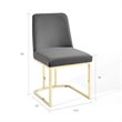 Pemberley Row Velvet Gray and Gold Dining Side Chair Sled Base Stain-Resistant 32