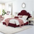 Pemberly Row Modern / Contemporary Velvet Queen Platform Bed in Maroon