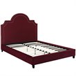 Pemberly Row Modern / Contemporary Velvet Queen Platform Bed in Maroon