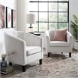 Pemberly Row Channel Tufted Velvet Armchair in White (Set of 2)