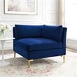 Pemberly Row Performance Velvet Upholstered Corner Sectional Chair in Navy