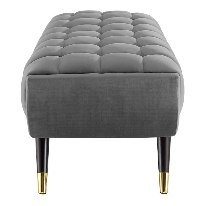 Pemberley Row Velvet Gray Bench Rectangular Performance Upholstery 60
