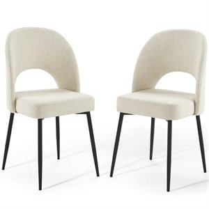 Pemberley Row Fabric Black and Beige Dining Side Chair Mid-Century Modern 33.5&quot Unassembled