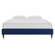 Pemberly Row Modern Performance Velvet Full Platform Bed Frame in Navy