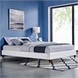 Pemberly Row Modern Performance Velvet Queen Platform Bed Frame in White