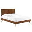 Pemberly Row Modern Wood Queen Platform Bed with Splayed Legs in Walnut