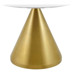 Pemberly Row 40&quot Stainless Steel & Wood Dining Table in Gold/White