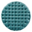 Pemberly Row Round Button Tufted Performance Velvet Ottoman in Sea Blue