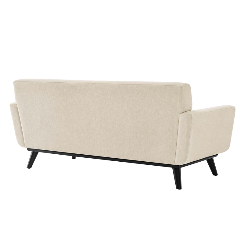 Pemberly Row Tufted Back Upholstered Fabric Loveseat in Beige