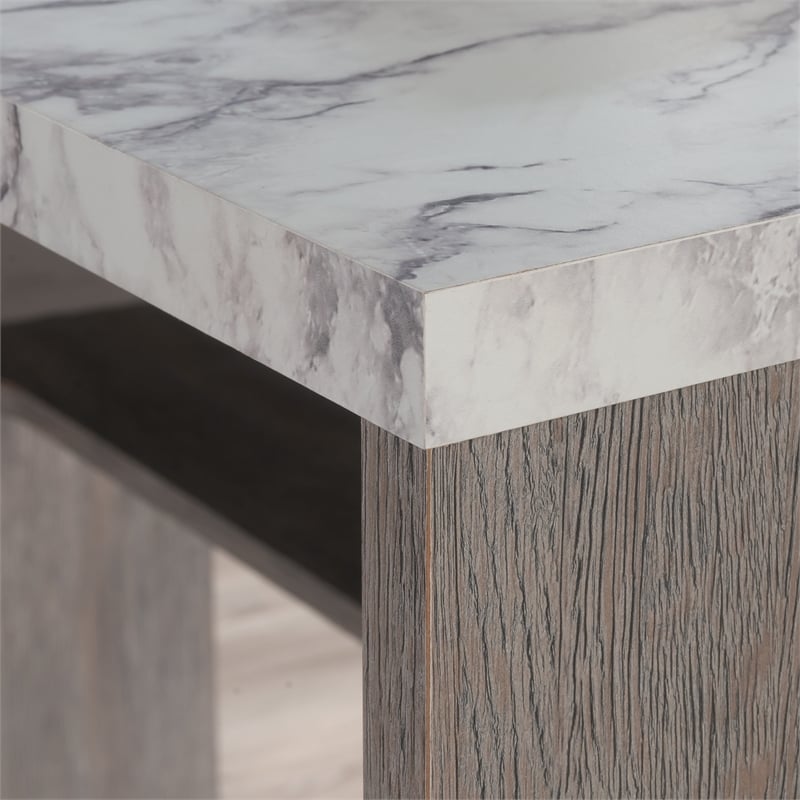 Pemberly Row Engineered Wood L-Shaped Desk in Ashen Oak Finish