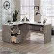 Pemberly Row Engineered Wood L-Shaped Desk in Ashen Oak Finish