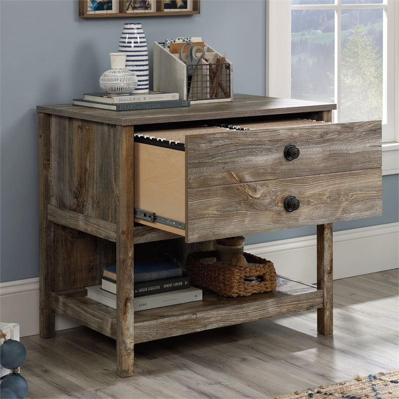 Pemberly Row Engineered Wood Lateral File in Rustic Cedar/Brown