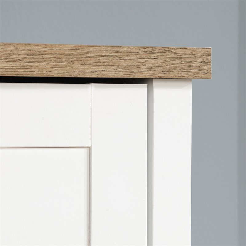 Pemberly Row Contemporary Tall Wood Storage Cabinet in Soft white