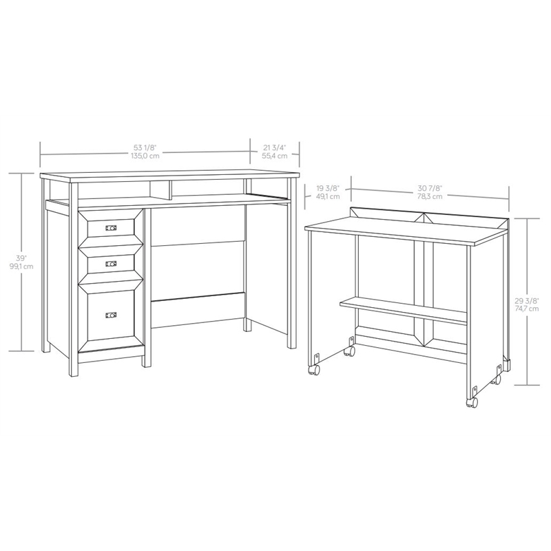 Pemberly Row Contemporary Engineered Wood Credenza Desk in White Finish