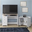 Pemberly Row Contemporary Engineered Wood Credenza Desk in White Finish