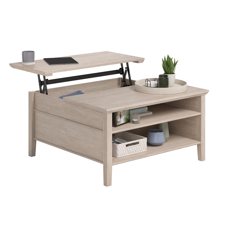 Pemberly Row Engineered Wood Lift Top Coffee Table in Cascade Oak Finish