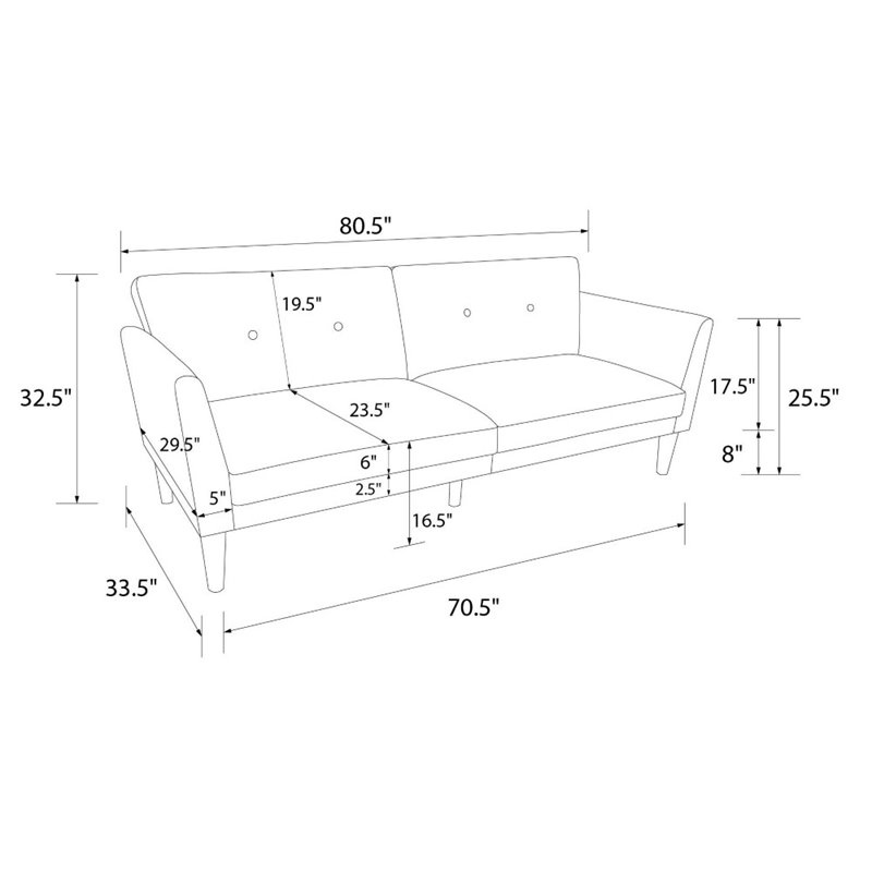 Pemberly Row Modern / Contemporary Sleeper Sofa in Gray Finish