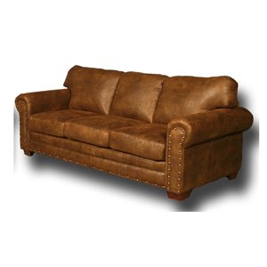 Pemberly Row Modern 88&quot Microfiber Buckskin Sleeper Sofa in Brown