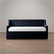 Pemberly Row Modern Twin Daybed and Trundle in Blue Velvet