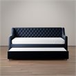 Pemberly Row Modern Twin Daybed and Trundle in Blue Velvet