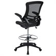 Pemberly Row Modern Mid Back Mesh Leather Drafting Chair in Black