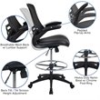Pemberly Row Modern Mid Back Mesh Leather Drafting Chair in Black