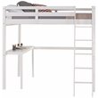 Pemberly Row Solid Pine Wood High Loft Bed Twin with Desk in White