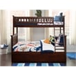 Pemberly Row Twin over Full Solid Wood Bunk Bed with Trundle in Walnut