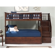 Pemberly Row Full over Full Solid Wood Bunk Bed with Trundle in Walnut