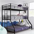 Pemberly Row Metal Triple Bunk Bed Bed for Kids Twin/Twin/Full in Black